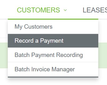 Customer Menu Record a Payment
